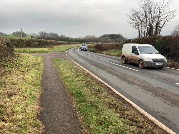 The narrow pedestrian and cycling route running alongside the A39 between Carhampton and Dunster.