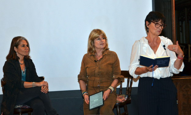 Pictured at the Dulverton Exmoor Literary Ferstival are (left to right) Chloe Hadjimatheou, Rachel Johnson, and Ali Pegrum.