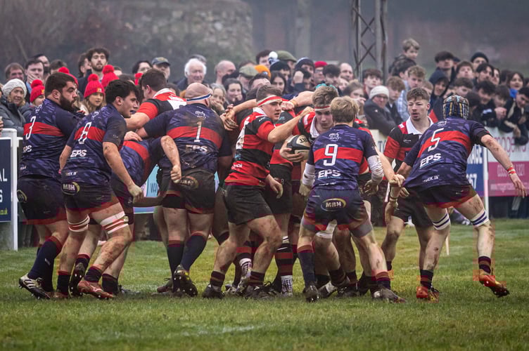 Rugby action during last Boxing Day's rugby clash between Wellington and Wivelilscombe
