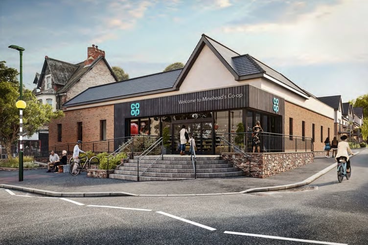 An impression of how a revamped Co-op store in Minehead would look if a McCarthy Stone retirement flats plan had been approved.