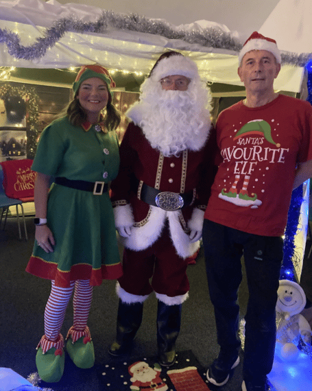 Santa is pictured with Magna director of customer operations Joanne Martin (left), and Magna customer and community involvement officer Neil Bliss.