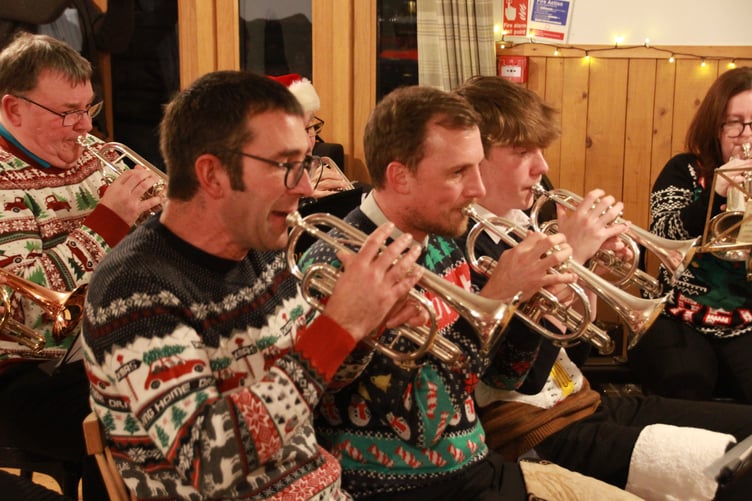Families attending Donford Farm Park's Christmas extravaganza were entertained by West Somerset Brass.