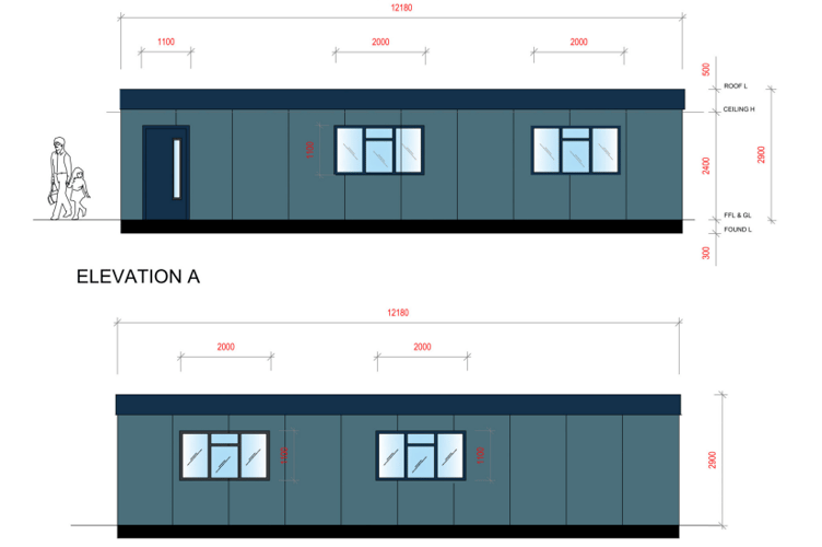 The proposed modular classroom at Churchstanton Primary School.