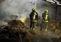 Three fire crews respond as barn full of straw catches light near Stogursey