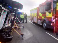 Storm Bram: Two trapped as crash closes A39