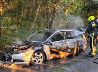 Car goes up in flames on main road