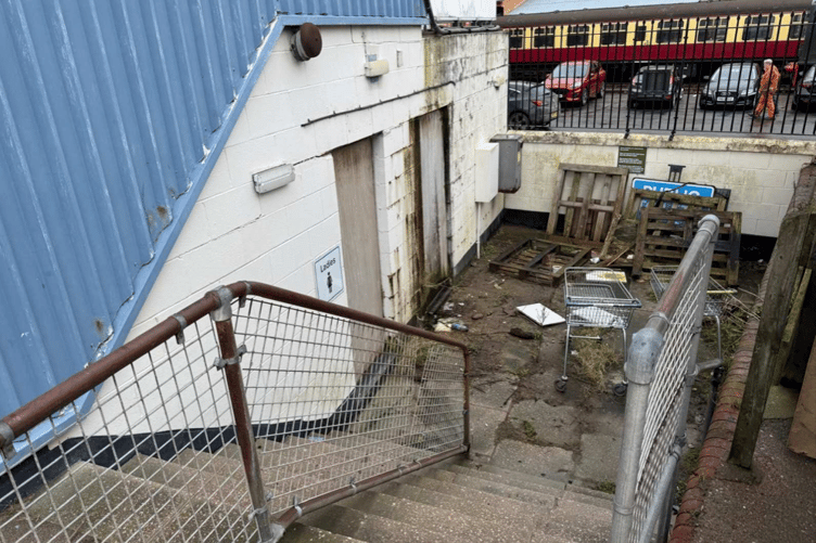 The now-closed public toilets beneath The Arkade, Minehead, which are planned to be demolished to allow the business to expand.
