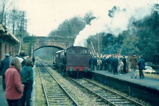The first train working the West Somerset Railway half a century ago.
