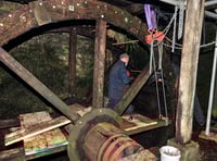 Historic waterwheel undergoing restoration