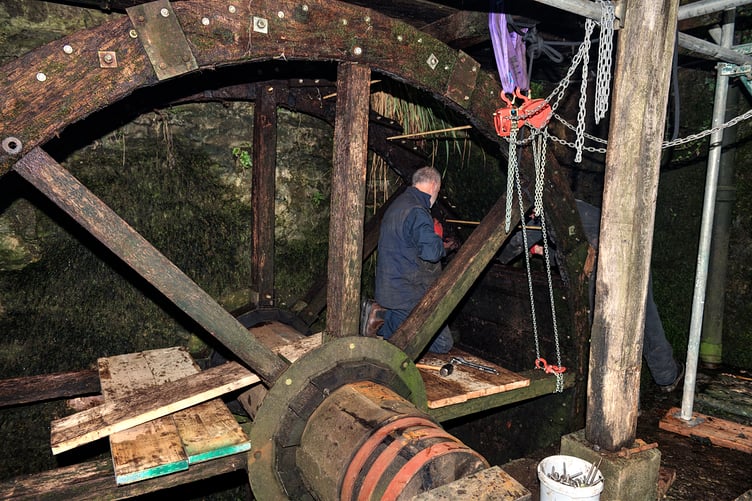 An ancient waterwheel in Dunster Watermill is currently being restored by the National Trust.