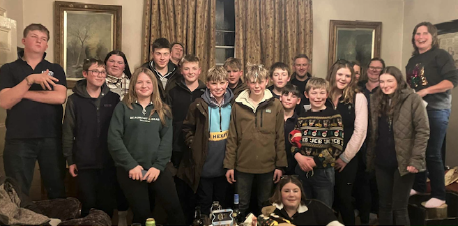 Some of the carol singing Williton Young Farmers Club members who raised a record amount for charities.
