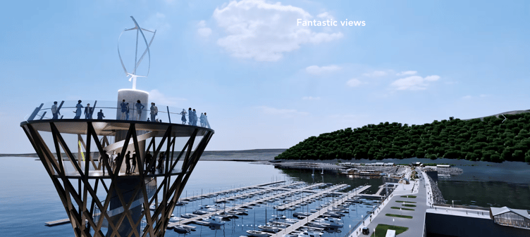 An observation tower would give views over a marina and other infrastructure proposed as part of a West Somerset Tidal Lagoon.