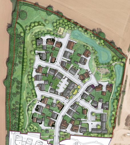 A masterplan of the Nether Stowey housing development acquired by untypical.