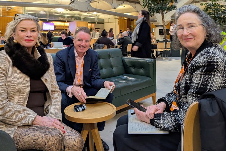 West Somerset Lagoon chief executive Aidan Clegg and architect Julia Barfield meet in Parliament with local MP Rachel Gilmour.