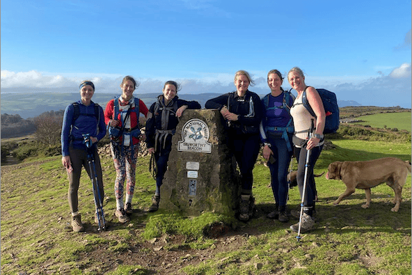 Some of the 'Moorland Mums' on a training walk at Selworthy Beacon.