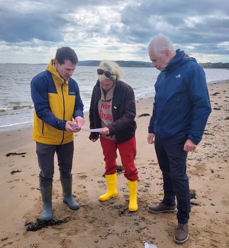 MP Rachel Gilmour on Dunster Beach last year when she took part on a water quality test.