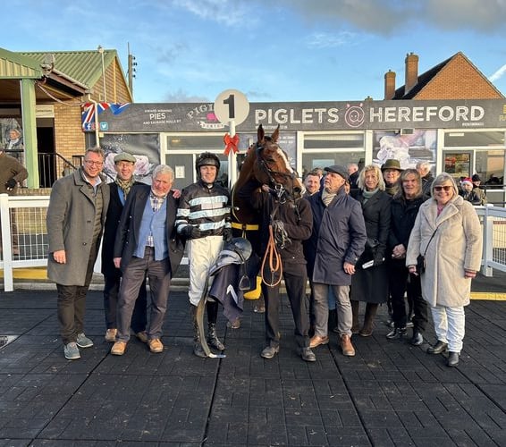 Came from Nowhere - a winner at Hereford, much to the delight of the winning connections  