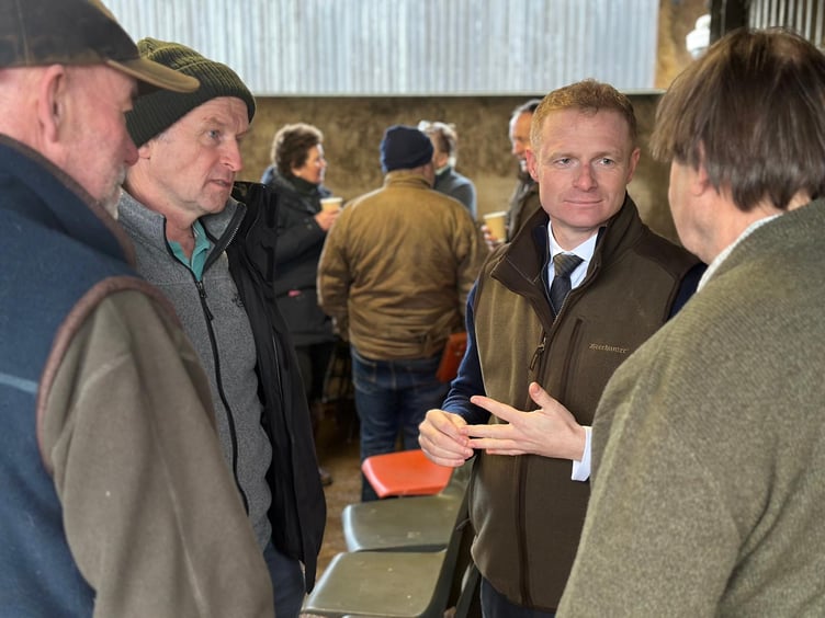 Shadow Farming Minister Robbie Moore with NFU county chairman David Chugg.