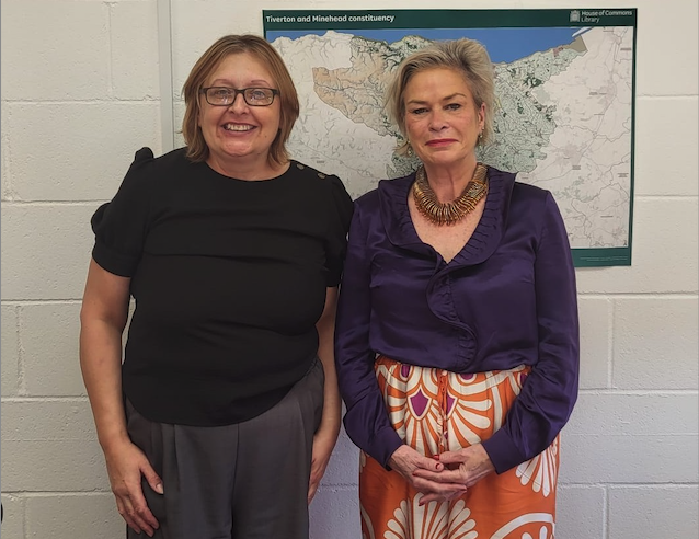 Sue Bill (left), of PROMISEworks, with West Somerset MP Rachel Gilmour.