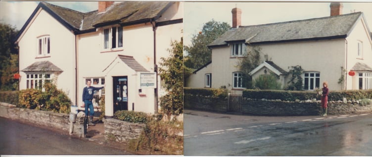 Pictured years apart outside the same Exmoor Post Office are a young Chris Conrad and a youthful Helen Isaac before going on to serve the country in important London policing roles.