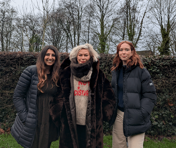 MP Rachel Gilmour (centre) with Rekindling the Wild directors Emily Lanigan and Kalee Haskins.