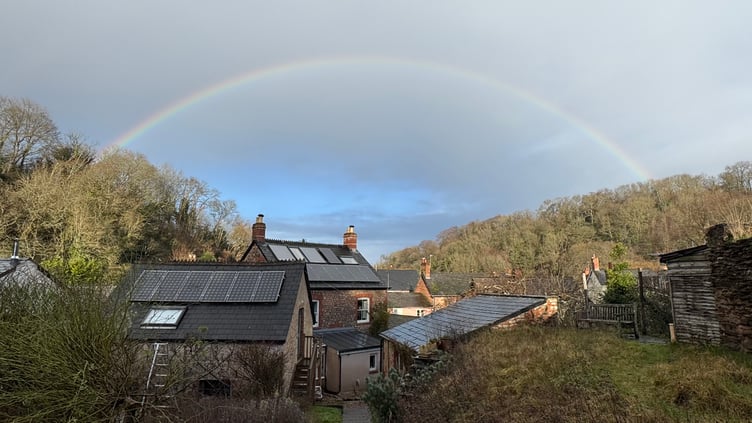 Free Press reader Chris Sampson took this stunning ‘Rainbow over Roadwater’ photograph when it appeared recently over his home in the village, Rose Villa.