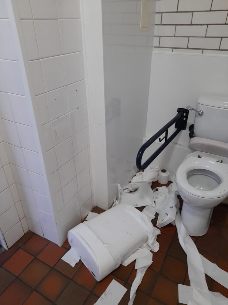 The latest episode of vandalism in Watchet's Harbour Road public toilets.