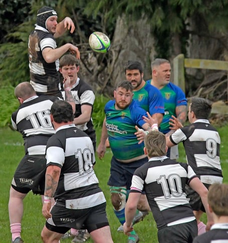 Action from Minehead Barbarians' recent home game against St Bernadettes Old Boys