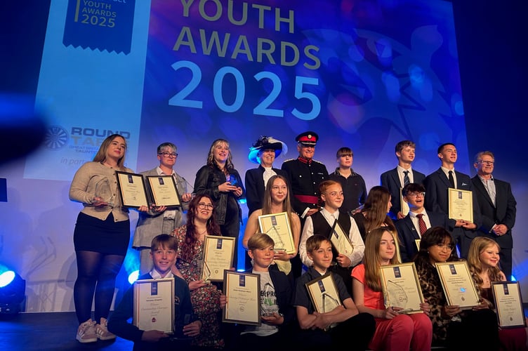 The Vice Lord-Lieutenant of Somerset and the High Sheriff of Somerset with 2025 Award winners.