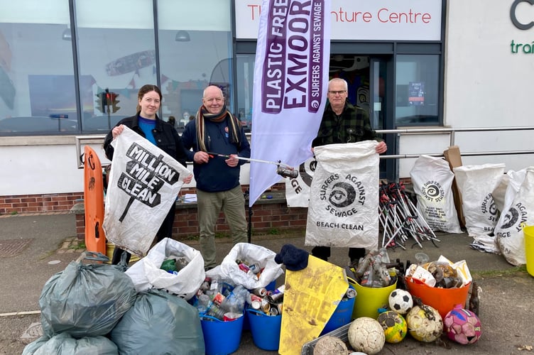 Litter cleared from Minehead sea front last week by Plastic Free Communities West Somerset volunteers.