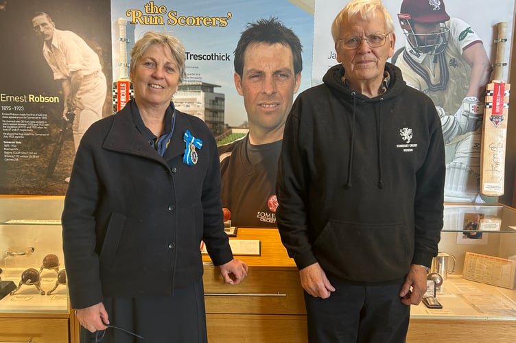 High Sheriff Janet Montgomery (left) with Somerset Cricket Musuem trustee Mike Unwin