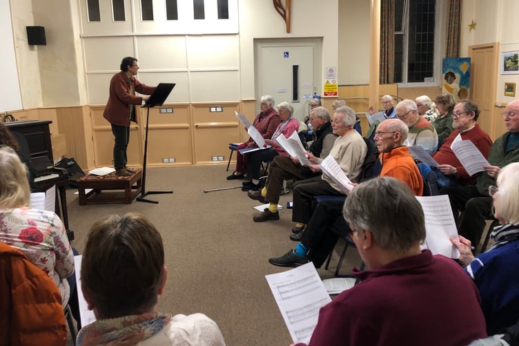 The Watchet Singers rehearsing for their spring concert in the Methodist church in April.