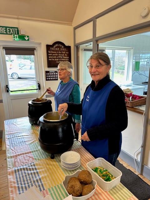 Some of the volunteer servers for Porlock's first soup lunch.