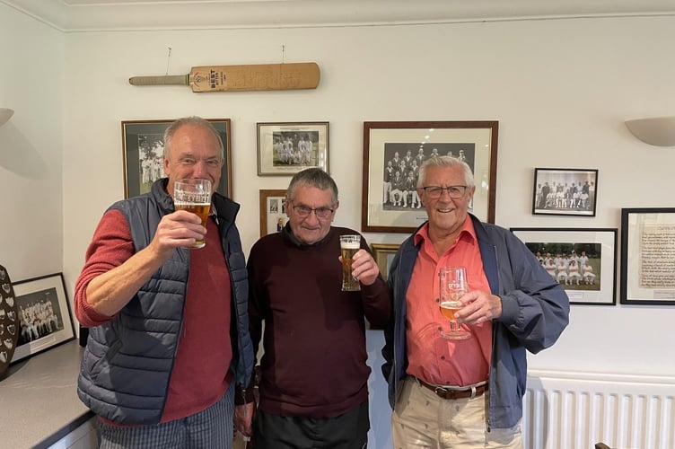 Darby Ash (right) pictured at Stogumber CC in 2022 with Cliff Matravers left and Taffy Jenkins.  