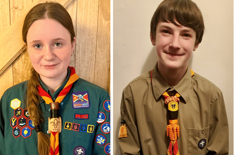 West Somerset scouts Willow Sherrin and Jamie Bonar, who are fund-raising to attend the 2027 international jamboree in Poland.