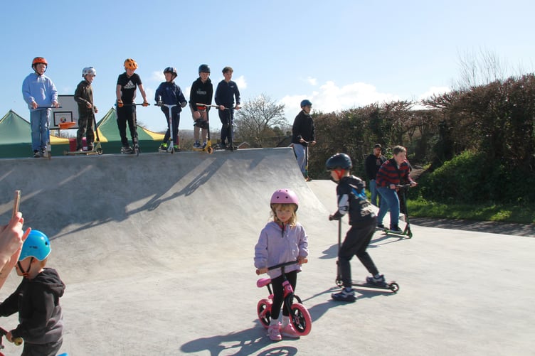 Youngsters in Watchet were quick to start making use of the town's £150,000 new wheeled park. PHOTO: George Ody.