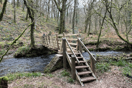 The new Venford Wood bridge over Dane's Brook, on Exmoor.