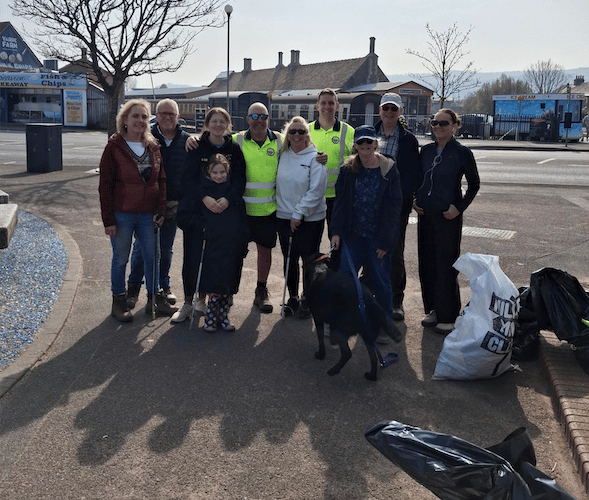 Some of the litter pickers who helped to clean up Minehead's sea front on Saturday.