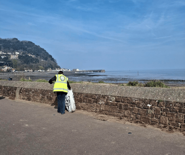 It was sunshine all the way as Minehead Town Council organised a sea front spring clean on Saturday.