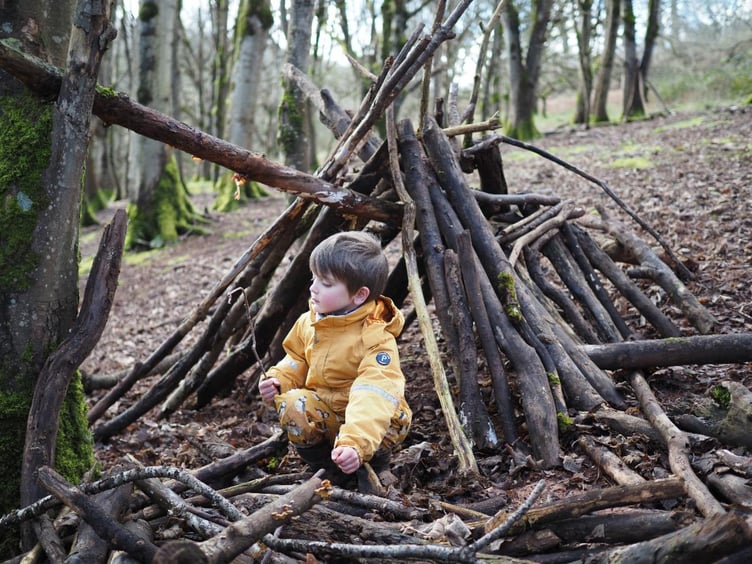 Den building at Nettlecombe Court during last year's Exmoor Nature Festival fortnight.