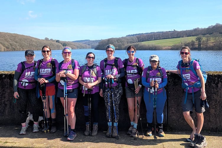 The Moorland Mums taking a break from their epic Exmoor walk. PHOTO: Exmoor Magazine.