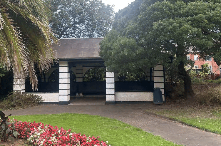 A shelter in Blenheim Gardens, Minehead, which the town council wants to convert to public toilets.