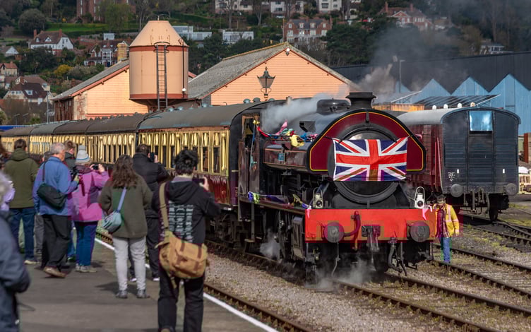 'Victor' struts his stuff at Minehead Station in front of hordes of railway enthusiasts. PHOTO: Mike Lanning.