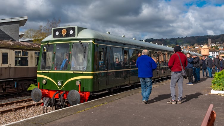 The Hymek (diesel hydraulic D7017) on display at Minehead Station during the West Somerset Railway golden jubilee weekend. PHOTO: Mike Lanning.