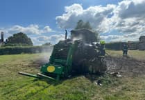 Minehead and Williton firefighters called as tractor goes up in flames