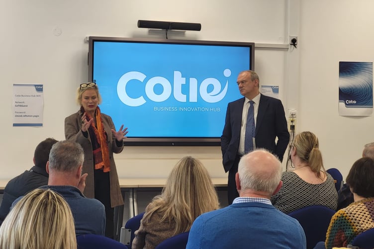 MP Rachel Gilmour attending a business event with Liberal Democrat leader Ed Davey.