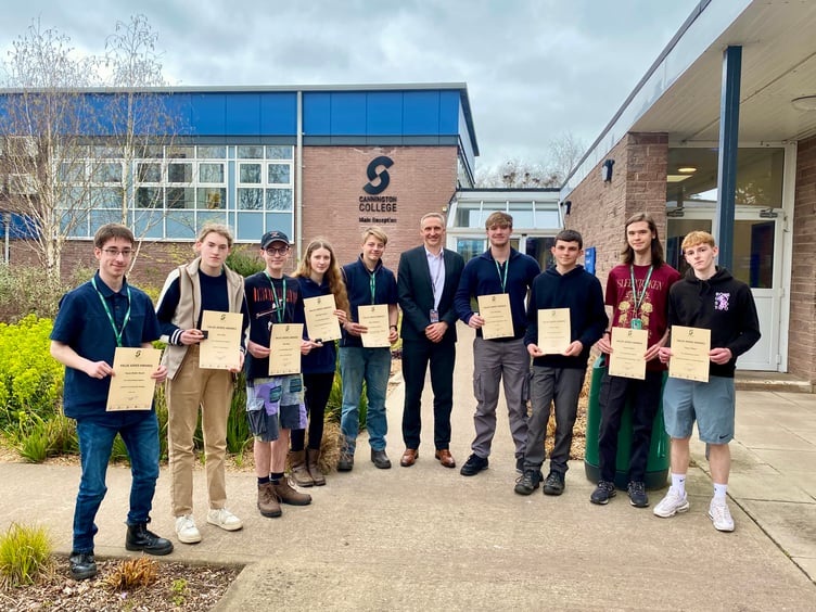 Cannington College students with their 'value added awards'.