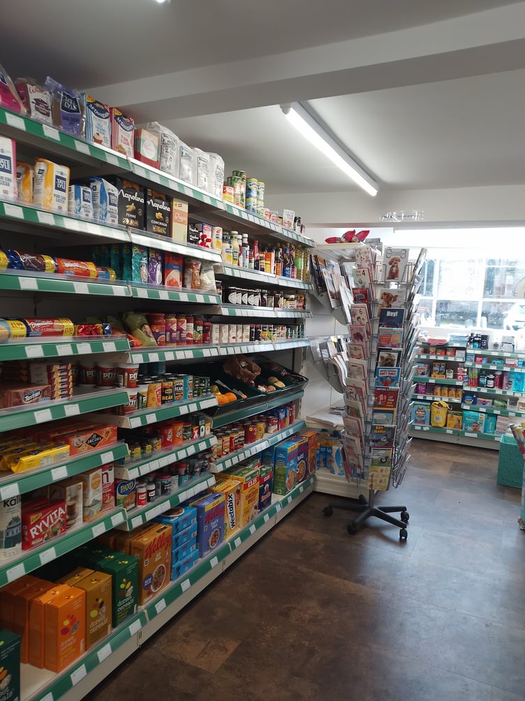 Inside the new premises for Stogumber's community shop and Post Office.