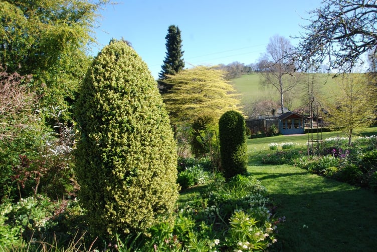 A view of Elworthy Cottage garden, which is open to the public on April 21.