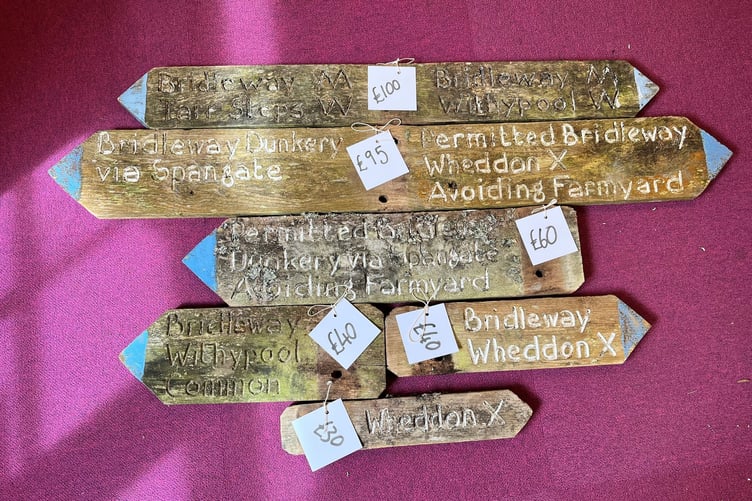 Exmoor National Park Authority is selling old footpath signs for charity.